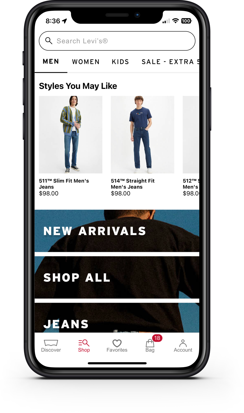 Levi's Mobile App Hero